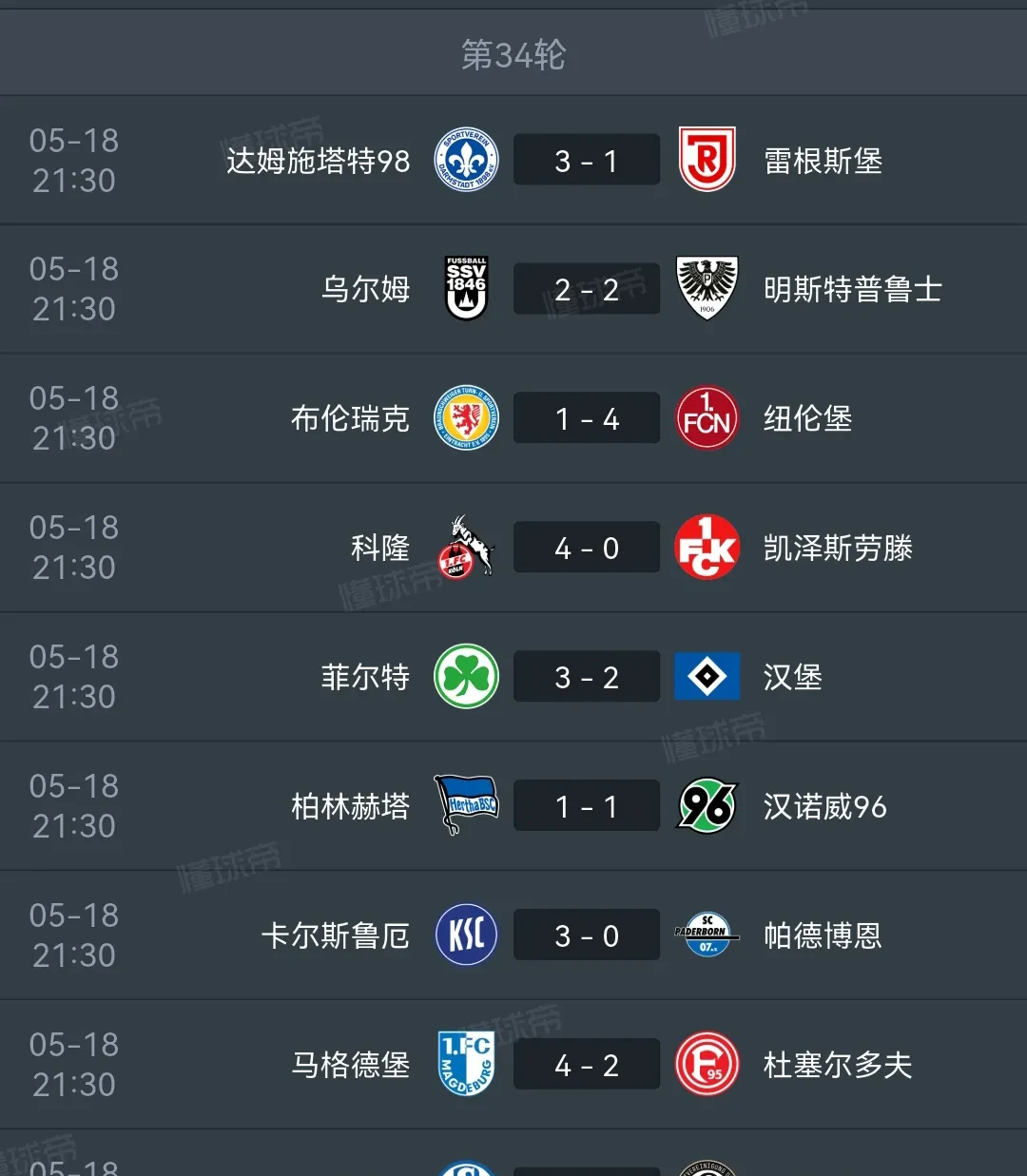 德甲客场积分榜